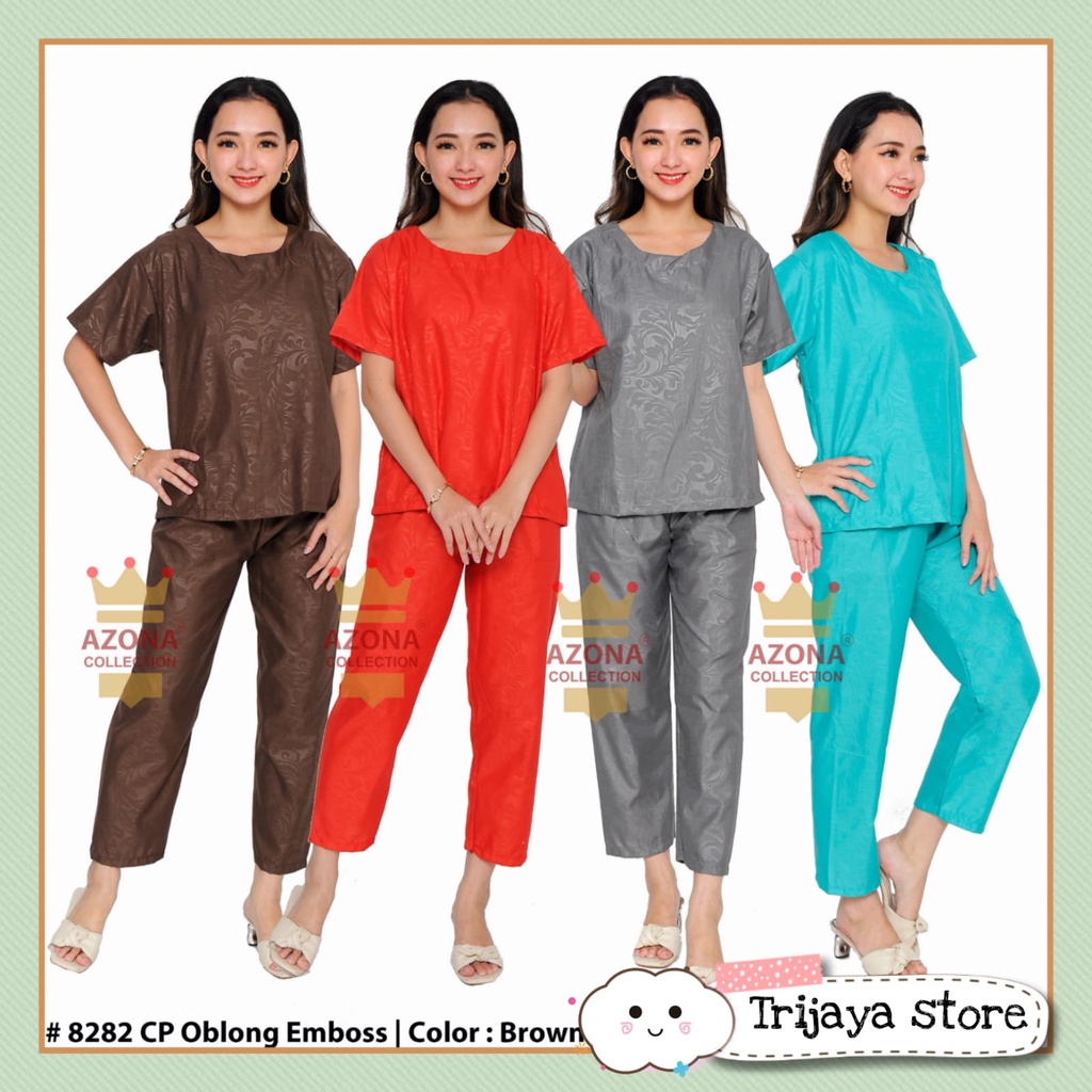 Trijaya . piyama cp oblong embos wanita / baju tidur dewasa celana panjang bahan katun