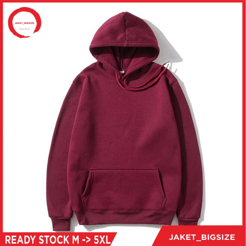 Sweater Hoodie Polos Pria Wanita Premium Distro gramasi 250gsm warna MAROON