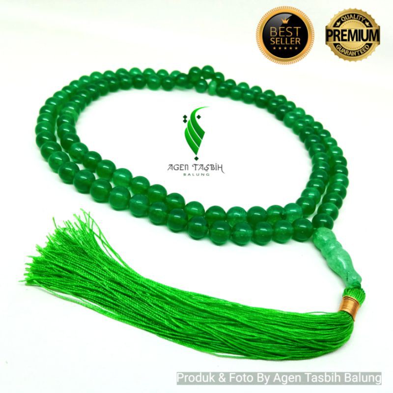 Tasbih Batu Giok Hijau Natural Size 8mm ORIGINAL