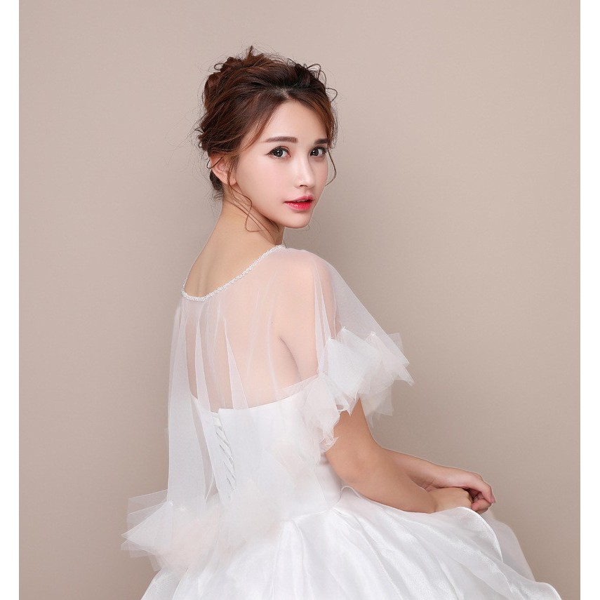 VE-10 wedding dress cape bolero gaun pengantin transparan luaran atas