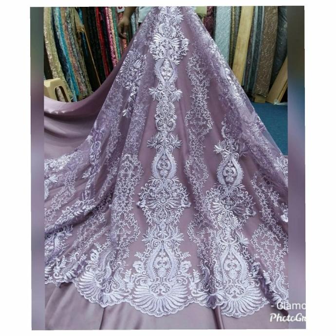 kain brokat prada Brokat tile Bahan tulle bordir Brukat meteran_gold