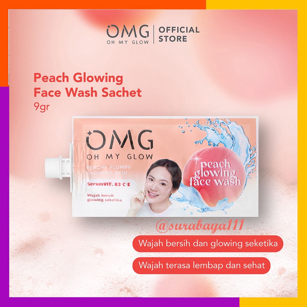 OMG OH MY GLOW Peach Glowing Face Wash (Sachet) 9 g