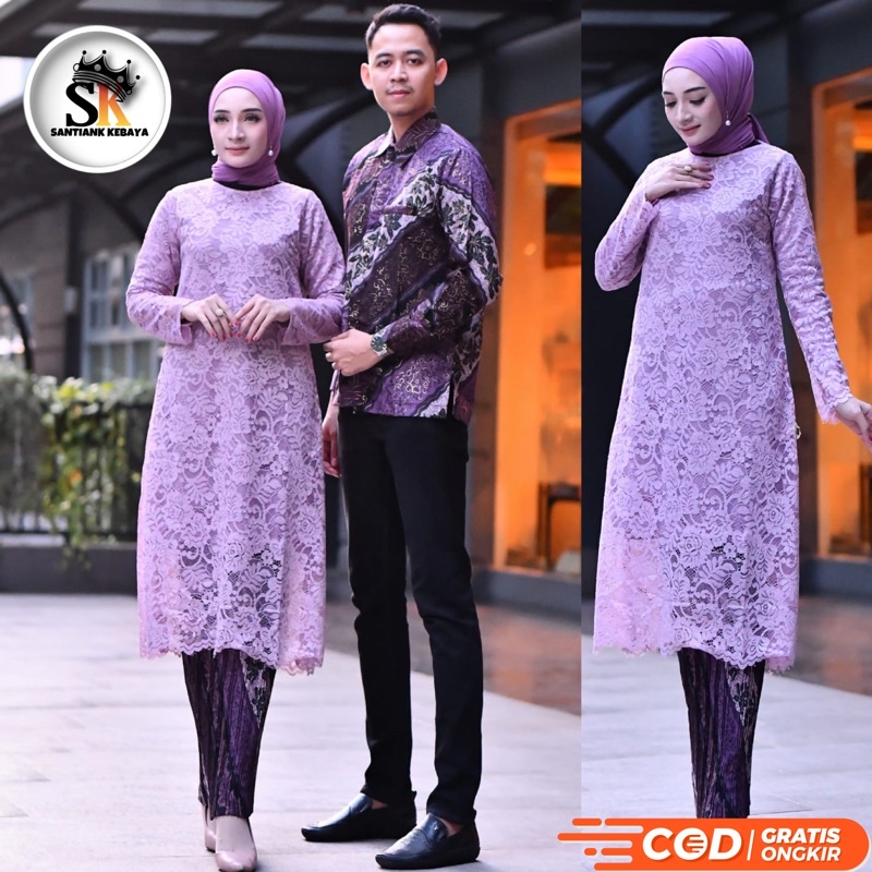 Set Kebaya Couple Kemeja Batik Pria Kebaya Couple Kondangan Outfit Pesta Couple By Santiank Kebaya