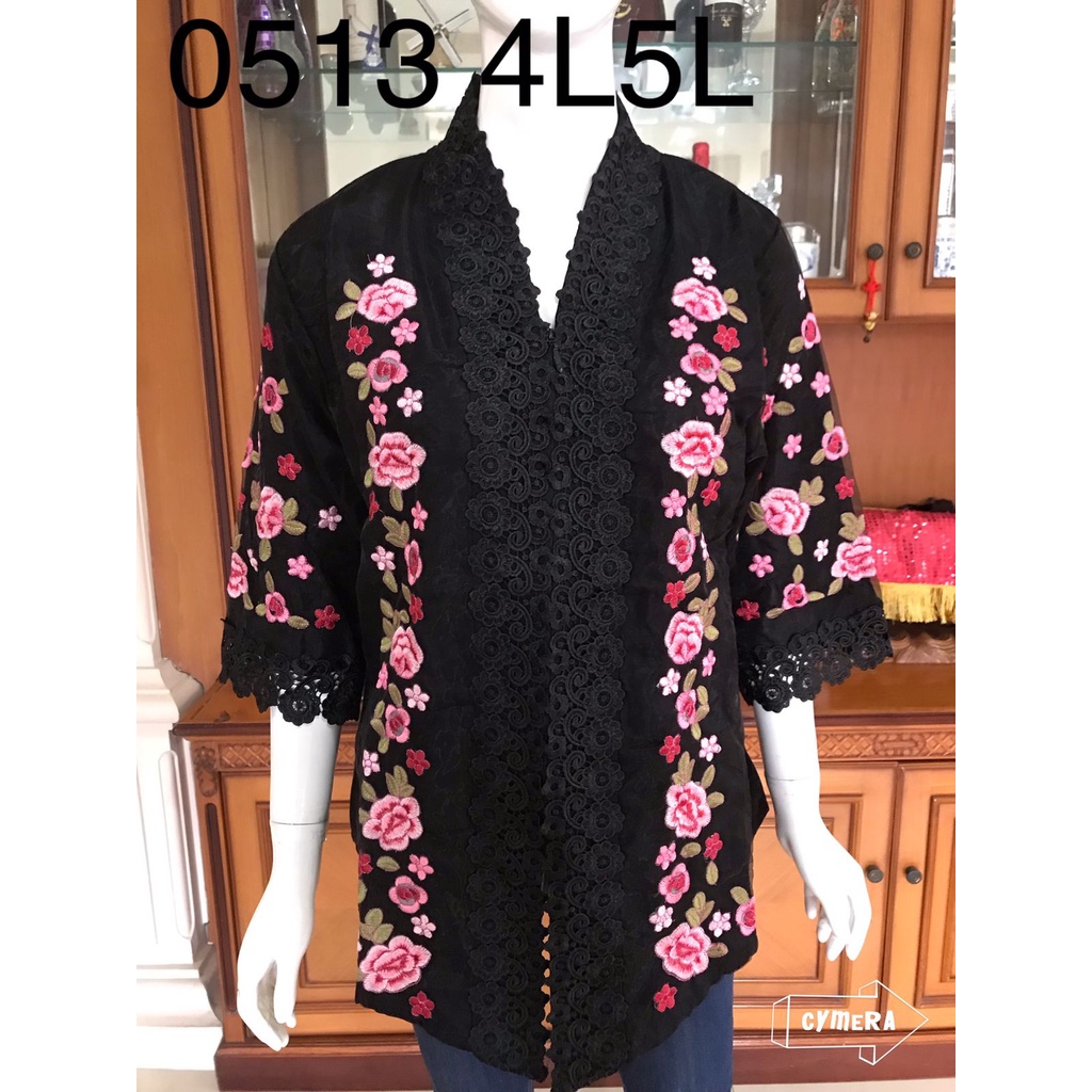 0513 kebaya alexuez jumbo hitam bordir organdi