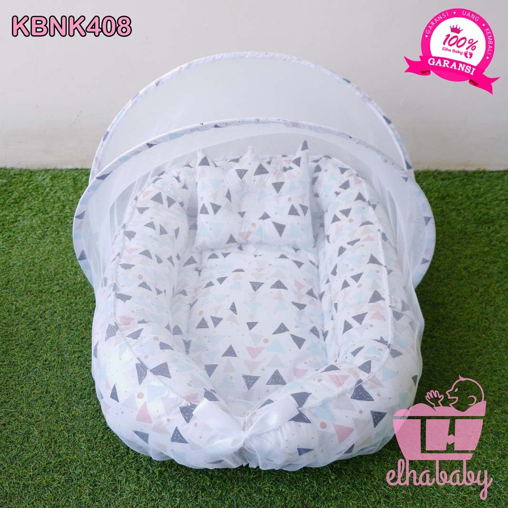 Elha baby grosir kasur tempat tidur bayi kelambu lipat karakter motif nest perahu bantal crown kado