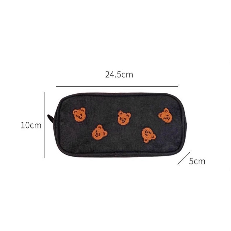 TEMPAT PENSIL MOTIF BERUANG LUCU GAYA KOREA / CELEBRITY BEAR LARGE CAPACITY PENCIL CASE / KOTAK PENSIL SIMPLE ESTETIK SHY TEDDY BROWN / POUCH MAKE UP / TEPAK PENSIL CASUAL MEDIUM ANAK &amp; REMAJA / PREMIUM TEMPAT ALAT TULIS MURAH BAHAN KAIN LEMBUT / 5 BEAR