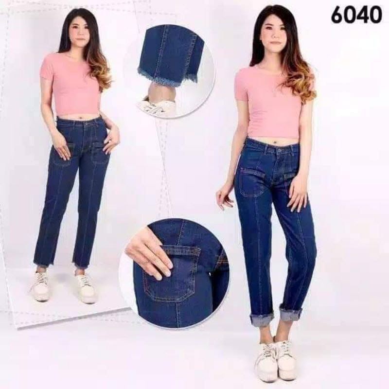 ELANA BOYFRIEND WANITA JEANS SABRINA ( KANTONG DEPAN)