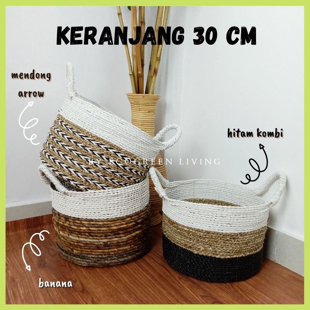 KERANJANG SEAGRASS SATUAN / COVER POT SEAGRASS DIAMETER 30CM