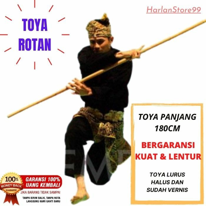 [PANJANG 180CM] Toya Rotan - Tongkat Rotan - Kayu Rotan - Kayu Penjalin -  Toya Pencak Silat - LURUS