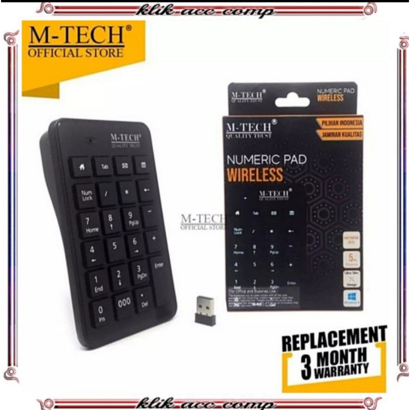 M Tech Keyboard Numeric Wireless USB 2.4GHz - Keypad Numerik Wireless