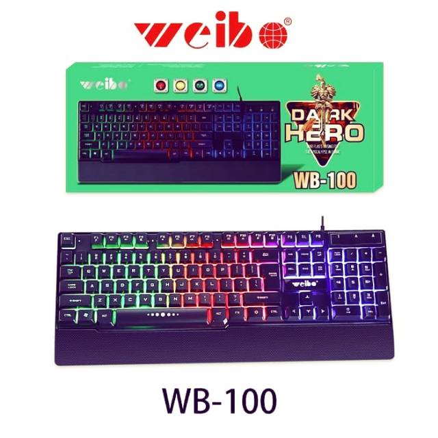 KEYBOARD GAMING WEIBO WB-100 DARK HERO / KEYBOARD GAMING LAMPU LED RGB / KEYBOARD LAPTOP KOMPUTER