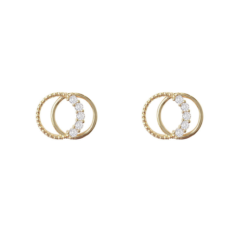 Anting Tusuk Gantung Bahan Sterling Silver 925 Desain Geometri Hias Zircon Gaya Korea Untuk Wanita