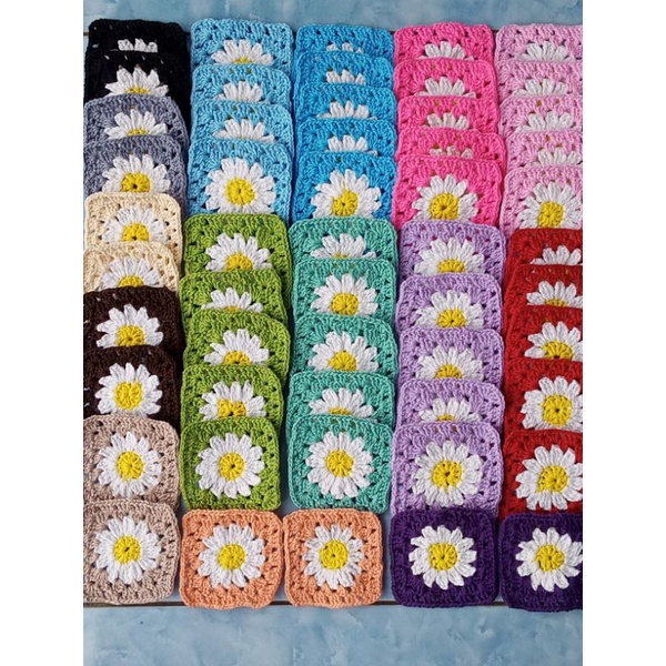 daisy granny square,untuk aplikasi pembuatan cardigan,tas,sarung bantal