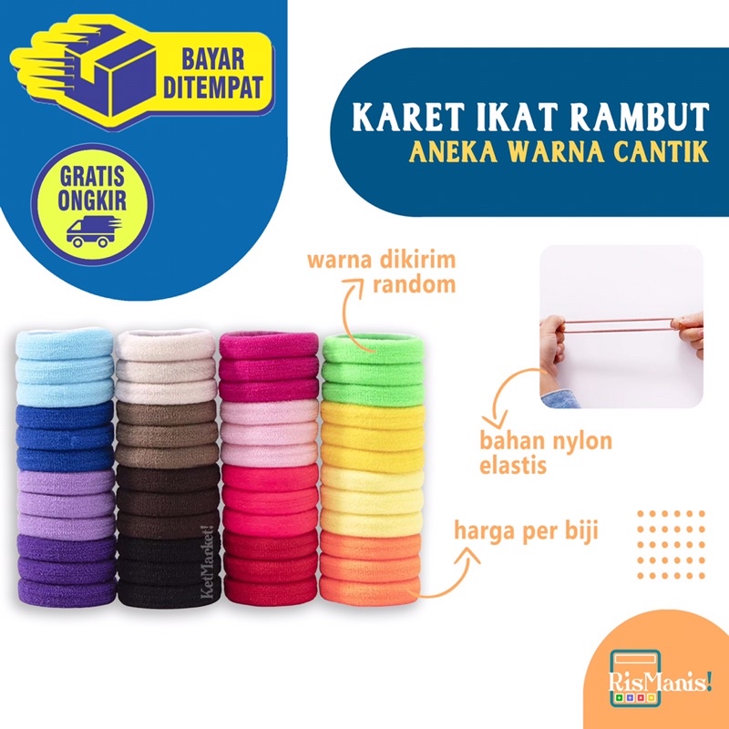 COLORFUL MINI HAIR-BANDS - Karet Handuk Ikat Rambut Donat Lucu Nilon Elastis Aneka Warna Cantik