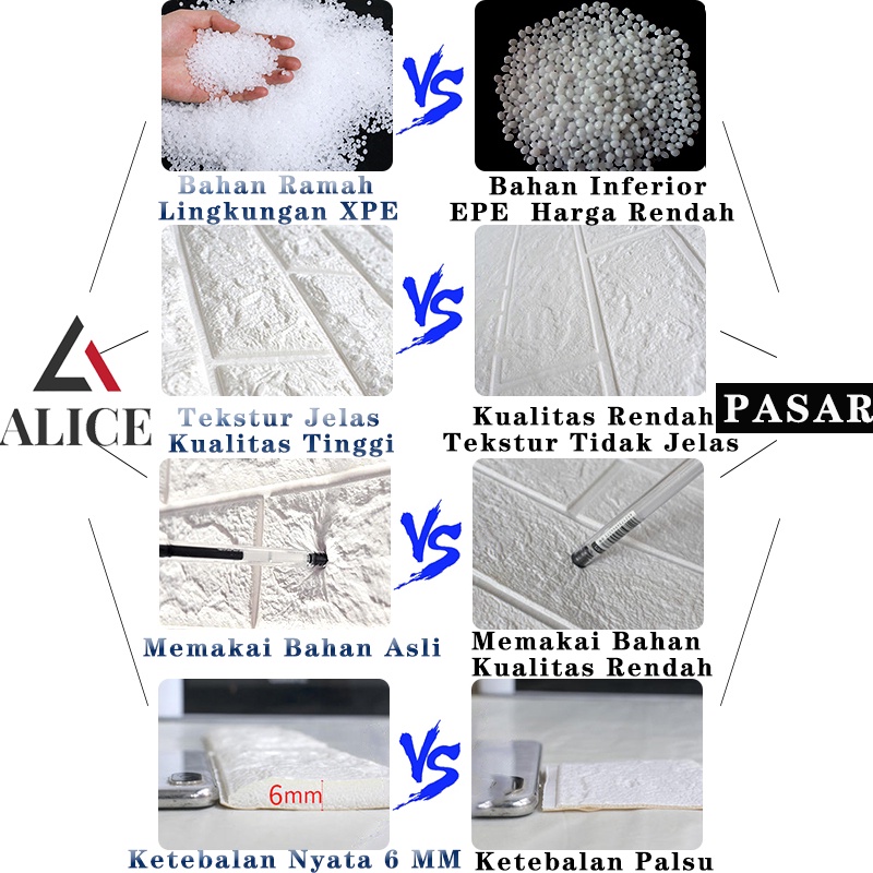 1 Wallpaper Dinding Wallpaper 3D Walpaper Foam Motif Batu Bata Good Quality Pabrik 70x77CM Ketebalan Sebenarnya 6MM-2