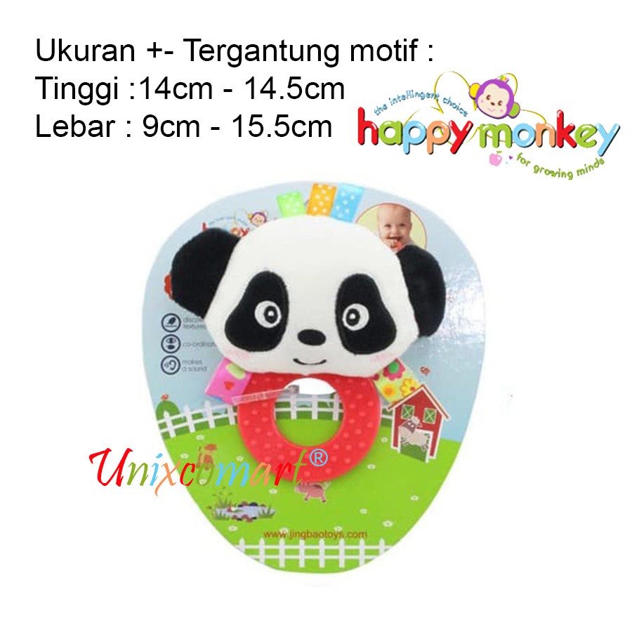 HAPPY MONKEY Rattle Tangan dan Teether Hand Rattle Mainan Bayi