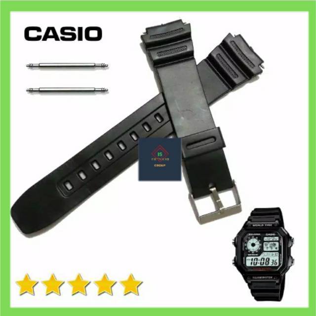 CASIO TALI JAM TANGAN CASIO AE1200 AE 1200 AE-1200 RUBBER STRAP CASIO AE-1200 FREE PEN