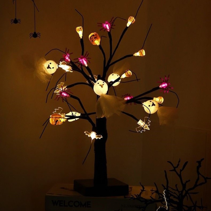 Zzz Lampu Tumblr 24-LED 18 &quot;Bentuk Labu / Hantu / Pohon Halloween Untuk Dekorasi
