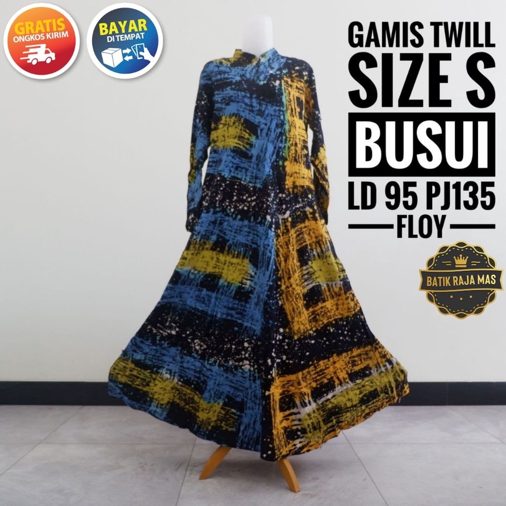 Baju Gamis Wanita Busui Kekinian Modern Terbaru Rayon Twill Ori Pekalongan Motif Batik Abstrak Ibu M