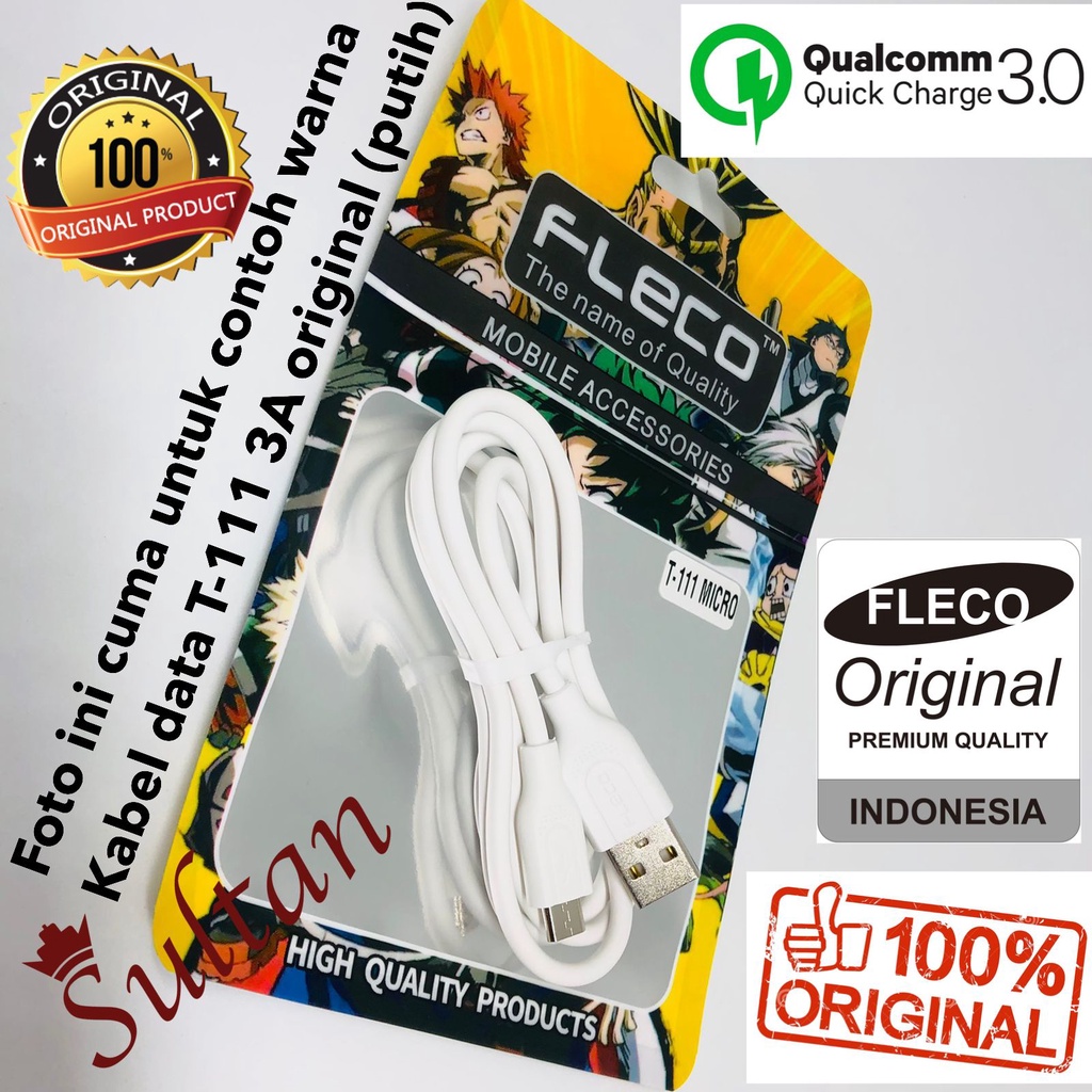 NEW~KABEL DATA FLECO T-111 100CM 3.1A KABEL DATA ANDROID MICRO TYPE-C KABEL DATA IPHONE 5/6/7/8/X/11