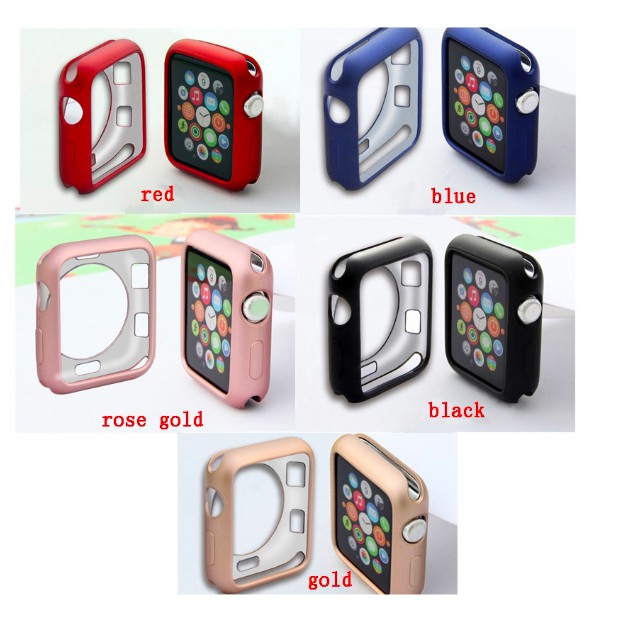 Silikon Slim Thin Electroplating Matte Case untuk Apple Watch 38mm 40mm 42mm 44mm