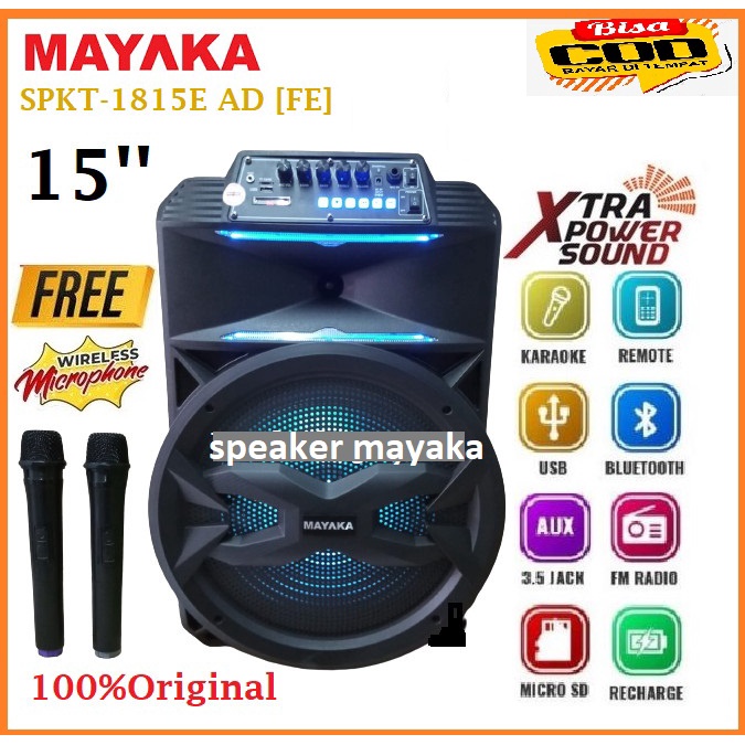 Speaker Portable Mayaka SPKT-1815E AD[FE] Speaker Bluetooth 15&quot;inch +2Mic wireles