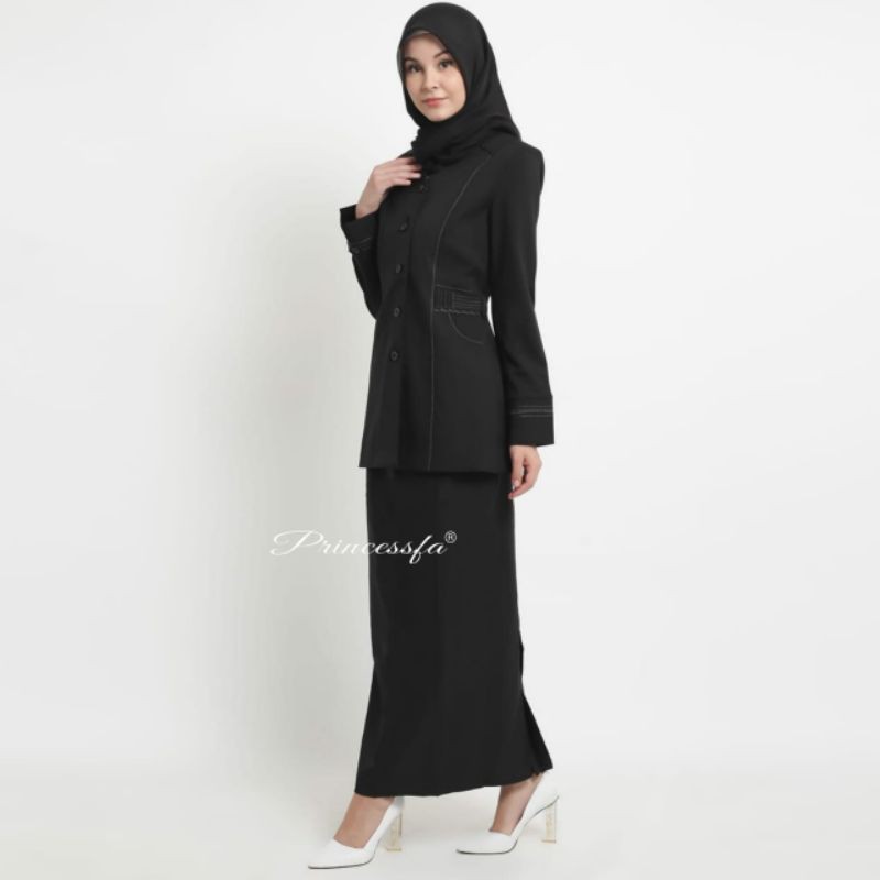 BLAZER HITAM SET ROK SPAN
