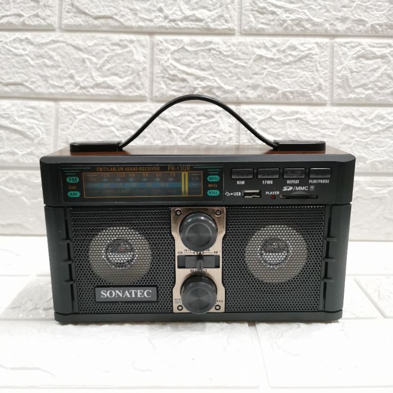 SONATEC PR 13UR VINTAGE JADUL RADIO AM FM TV SW 4 BAND RECEIVER USB SD CARD MP3 PLAYER AC DC SPEAKER