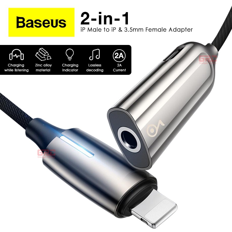 Adapter 2 in 1 Baseus Lightning to Jack 3.5mm + Lightning for iPhone