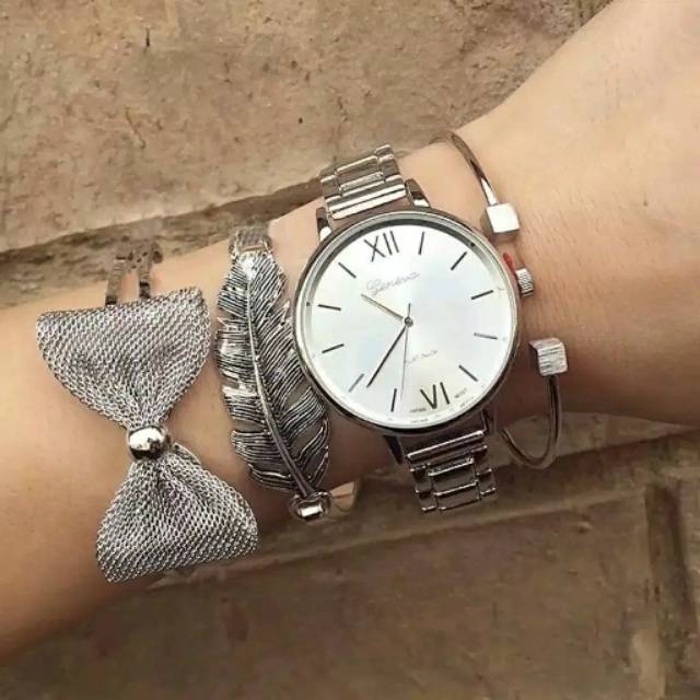 JAM TANGAN GENEVA PLATINUM RANTAI KLASIK