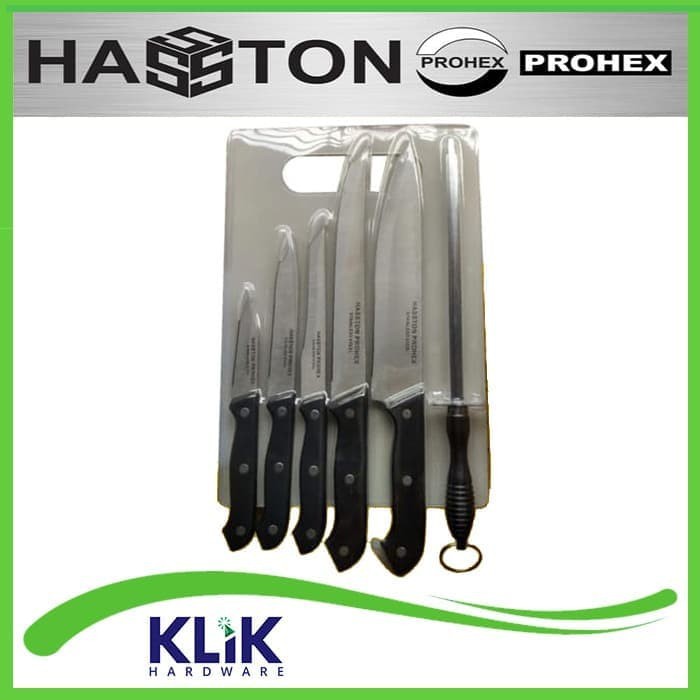 Hasston Prohex Pisau Dapur Set 7 Pcs + Asahan Talenan