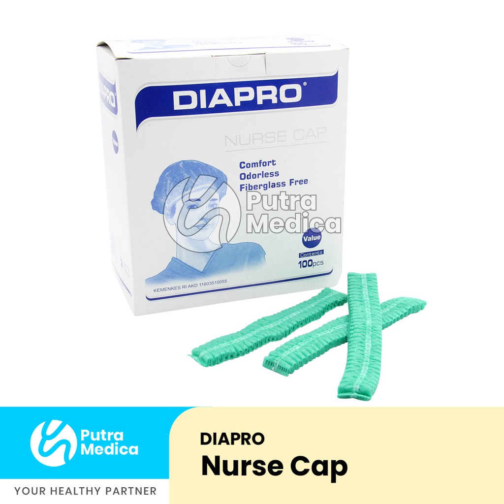 Diapro Nurse Cap - 1 Box / Penutup Kepala Suster / Clip Clap