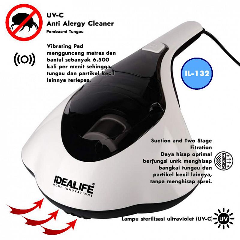 IDEALIFE IL-132 Dust UV Vacuum Cleaner Tungau - Alat Pembunuh Tungau / IL 132