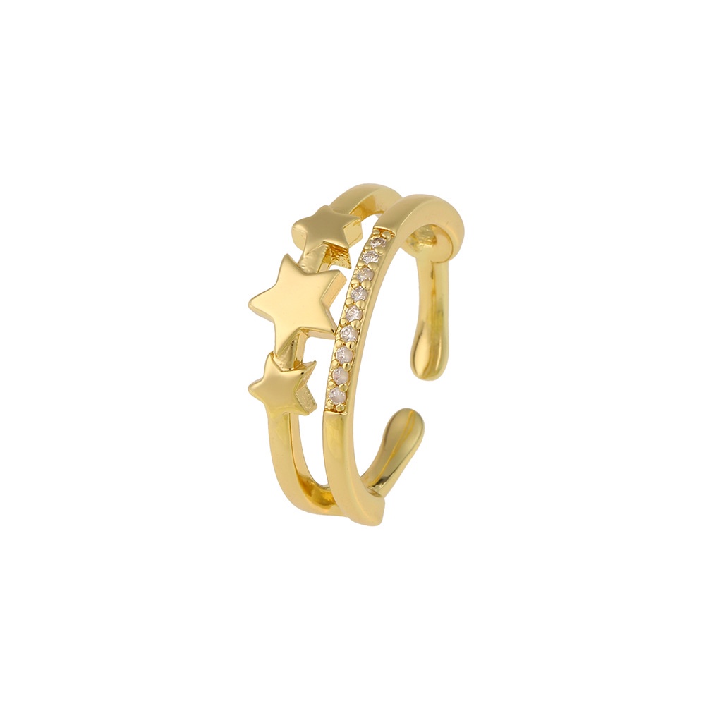 Ornamen Cinta bintang cincin terbuka cincin kepribadian double layer internet influencer snap jalan