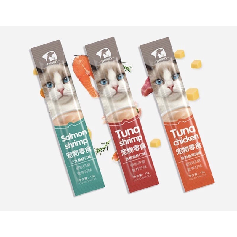 Peien Makanan Kucing Basah Batang Cat Stick 15gr Cat Treats Cat Food Strip Snack Kucing Setara Me-O Meo Me O