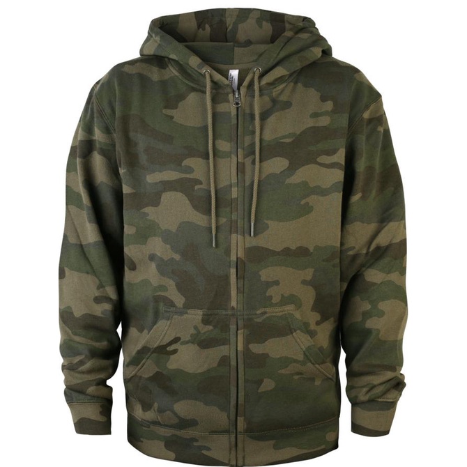 Jaket Polos New States Apparel 9600 Super Blend Zip Hoodie - Forest Camo, S