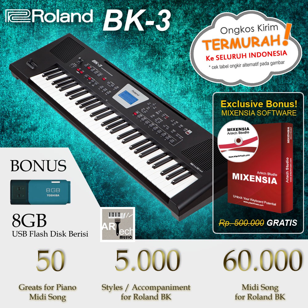 Roland BK3 / BK-3 / BK 3 Backing Keyboard Black / White | Shopee Indonesia