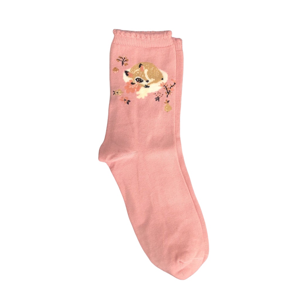 Kaos Kaki Motif Lucu-Lucu / Buah / Snack / Christmas / Snoopy / Leopard BEBAS PILIH (EXPT)-E16 Deer Pink