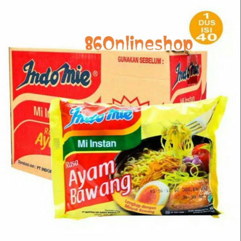 

Indomie Rasa Ayam Bawang Dan Rasa soto 1 DUS Isi 40 Bks