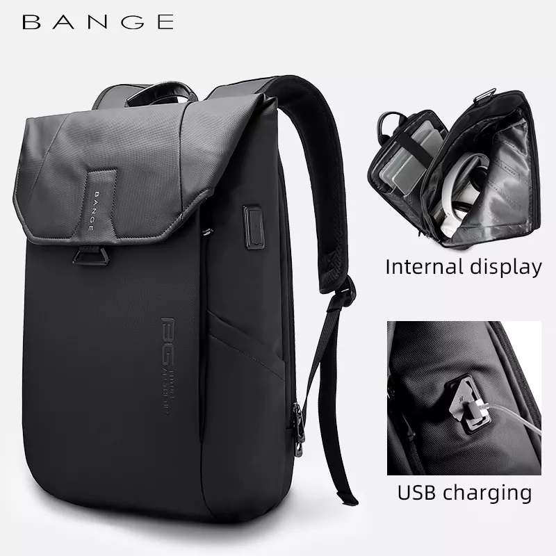 BG2575 Tas Bange Pria Ransel Pria Laptop 15.6 Foldable Scalable USB