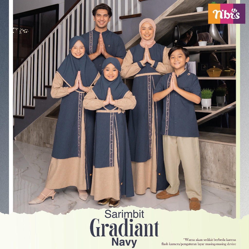 (READY STOK) SARIMBIT NIBRAS GRADIANT NAVY TERBARU 2022 GAMIS SARIMBIT KELUARGA NIBRAS TERBARU 2022