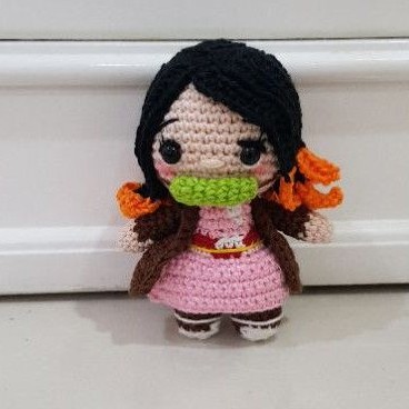 gantungan kunci boneka rajut Nezuko Demon Slayer Kimetsu No Yaiba Doll
