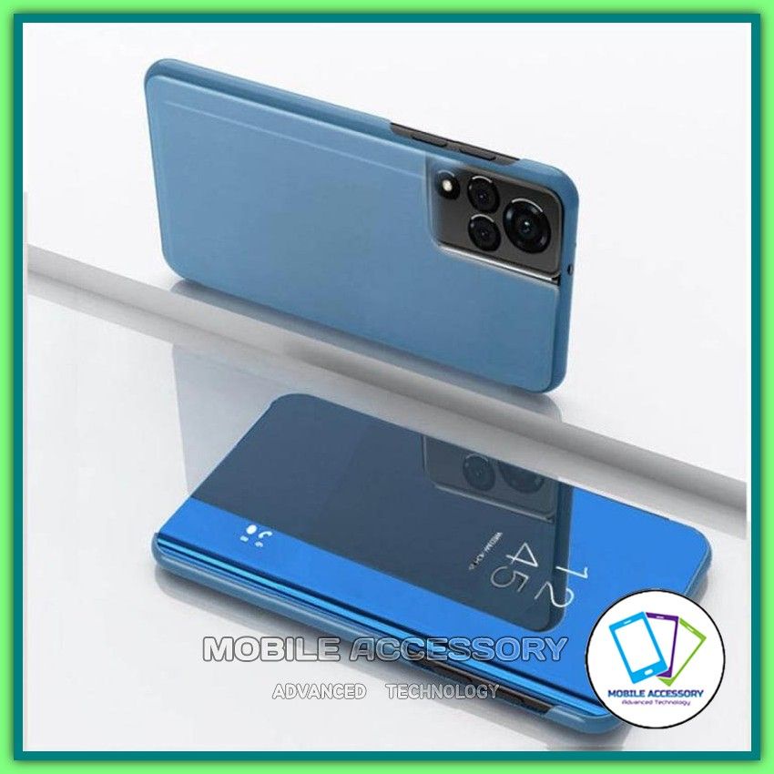 Flip Case Vivo V21 5G Flip Clear View Standing Smart Mirror Luxury Case Cover Casing Hp Murah