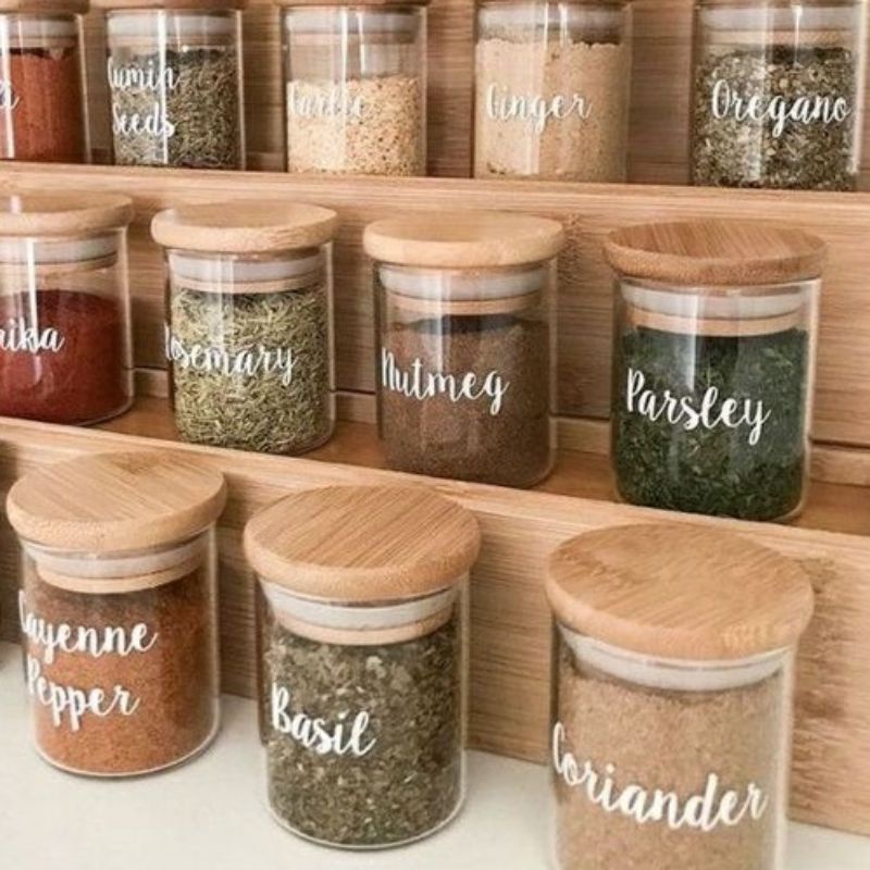 SH9 Bamboo jar Glass Borosilicate Toples Kaca Tutup Bambu Kayu Kedap Udara atau Tempat penyimpanan Makanan Toples Bumbu dengan tutup kayu bambu