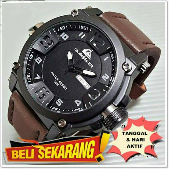 Jam Tangan Pria Sporty Quicksilver Day Date Aktif Strap Kulit