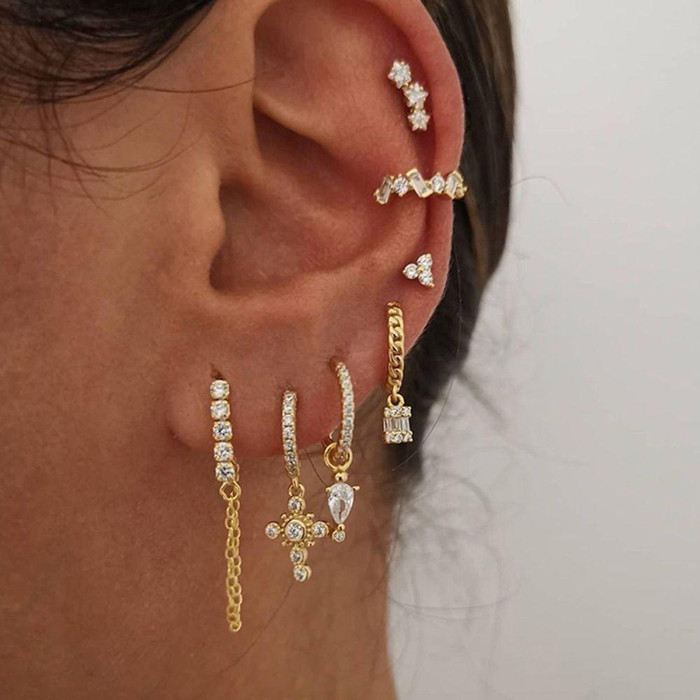 Needway Hoop Earrings Untuk Wanita Mewah Mengkilap Pesta Pernikahan Liontin Menjuntai Anting-Anting Gadis Perhiasan Telinga