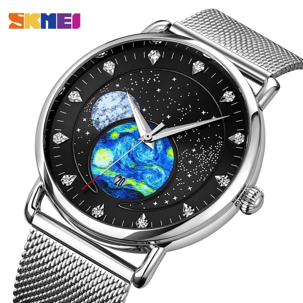 SKMEI 9283 Jam Tangan Pria Analog Chronograph Tali Stainless Steel WATCHKITE WKOS
