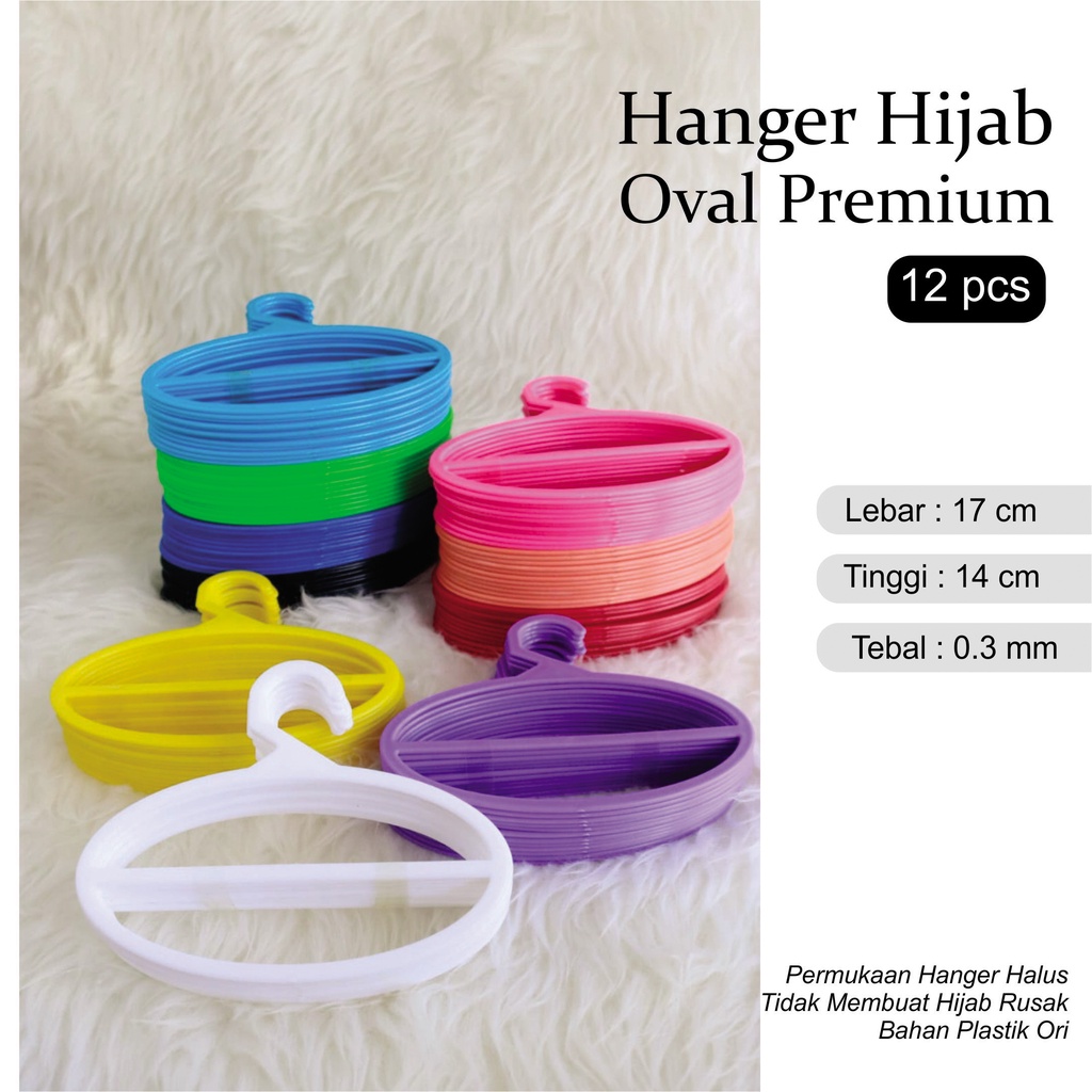 Hanger gantungan Jilbab Hijab Oval perlusin Premium Warna Lengkap