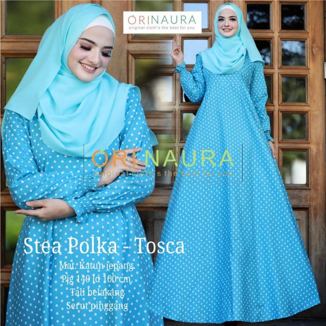 STEA POLKA Promo Gamis murah maxi dress polkadot Busui bahan katun Jepang ori naura dress maxi