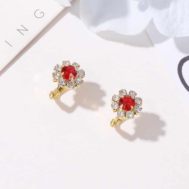 Anting-Anting Bunga Matahari Berlian Penuh Mode Anting-anting Aksesoris Fashion Korea